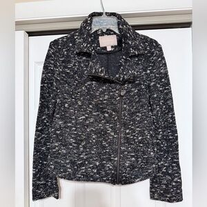 Banana Republic Black & White Tweed Moto Jacket - Size 8